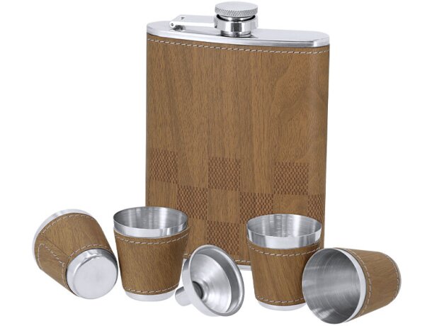 Set petaca Fleet con tablero ajedrez y accesorios acero detalle 4