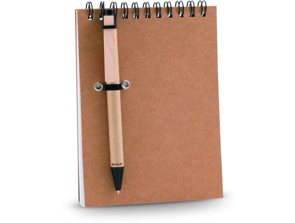 Bloc de notas en cartón reciclado y bolígrafo mini personalizada Bloc de notas en cartón reciclado y bolígrafo mini personalizada