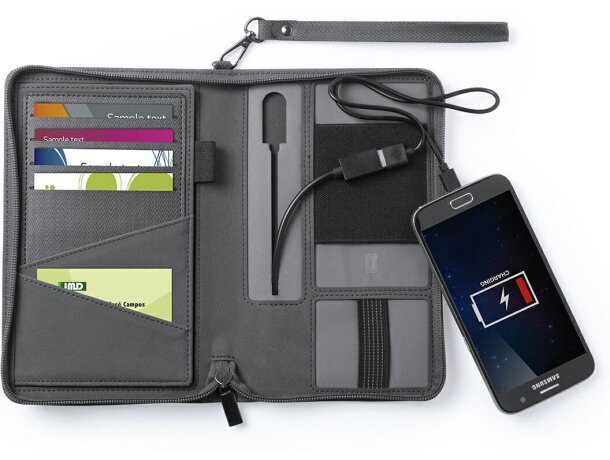 Cartera organizadora con power bank negra Cartera organizadora con power bank negra