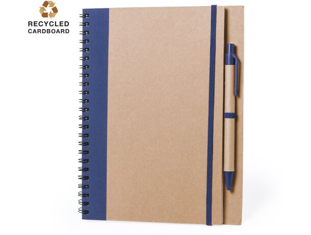 Libreta ecológica personalizada con bolígrafo de cartón reciclado Tunel detalle 1