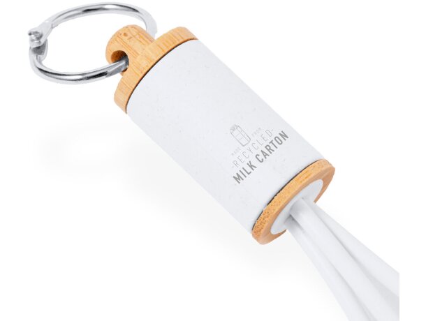 Cable cargador Poskin bambú y cartón de leche reciclado detalle 2