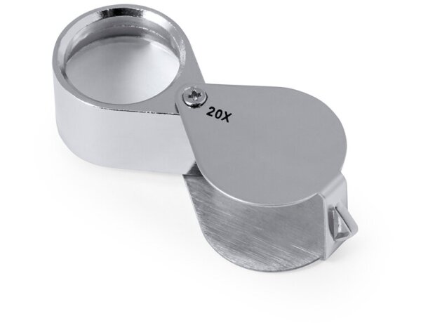 Lupa Rindex 20x metal plateado plegable con estuche acolchado detalle 5