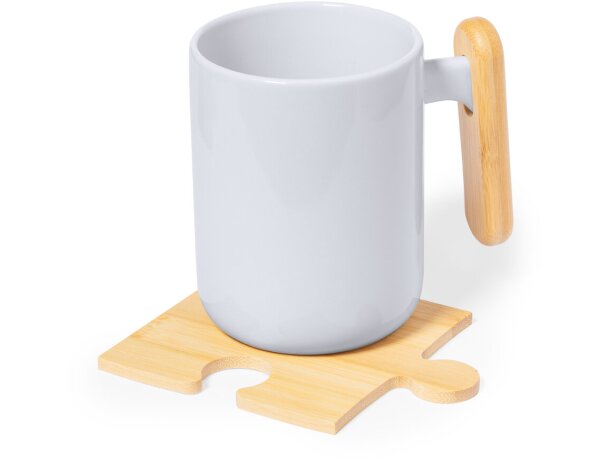 Set posavasos bambú Mizar cuatro piezas diseño modular puzle detalle 3