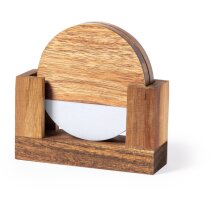 Posavasos acacia y mármol Derrol con soporte