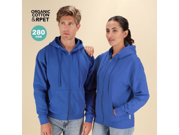 Sudadera con capucha y cremallera Walder algodón orgánico detalle 1