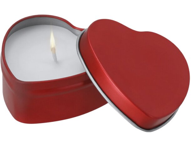 Vela aromática Linxo en caja metálica con forma de corazón detalle 1