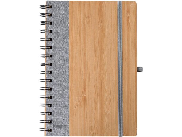Libreta Gasmon con espiral, tapas bambú y hojas recicladas detalle 3