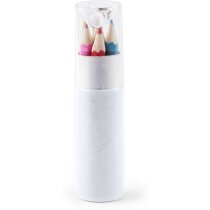 Estuche con siete lápices de colores personalizado blanco Estuche con siete lápices de colores personalizado blanco