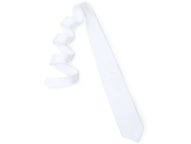 Corbata de poliester en varios colores blanca personalizada