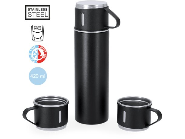 Set termo Melbir con 3 tazas apilables de acero inoxidable detalle 1