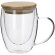 Taza térmica Helmar de cristal borosilicato con tapa de bambú Natural
