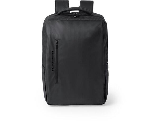 Mochila Ladian polipiel negra con espacio para portátil detalle 7