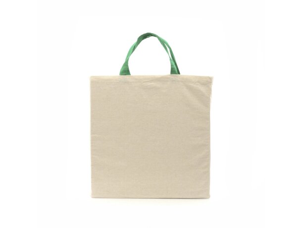 Bolsa de algodón orgánico con asas verdes detalle 3