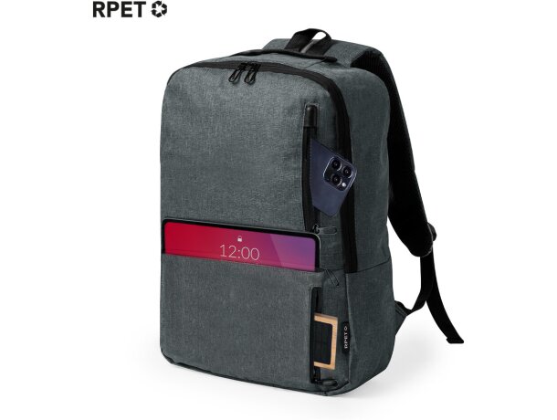 Mochila para portátil con cintas acolchadas y ajustables rPET 600D Ingria detalle 1