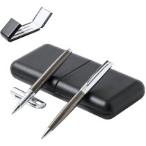 Set bolígrafo y roller de gel tinta azul elegante
