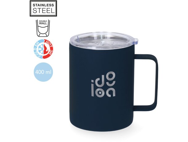 Taza térmica Adelax de acero inoxidable con acabado caucho detalle 1