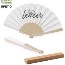 Abanico Lencer personalizado bambú natural tela RPET reciclada