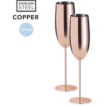 Set 2 copas champañeras acero cobre galvanizado