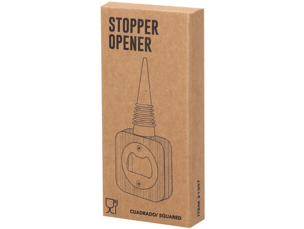 Tapón abridor Pomni de bambú y acero inoxidable con cierre hermético detalle 7