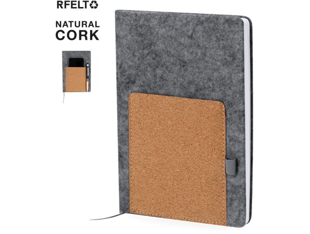 Bloc de notas Wilko con portada RPET y detalles de corcho detalle 1