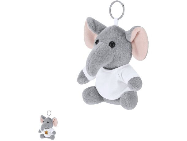 Llavero peluche elefante Gunnin con camiseta personalizable detalle 1