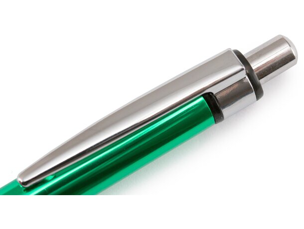 Bolígrafo en aluminio y acabado metalizado verde merchandising
