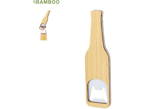 Abridor Ceryon de bambú y metal con diseño ergonómico botella detalle 1