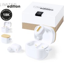 Auriculares Bluetooth Zoe bambú con estuche blanco