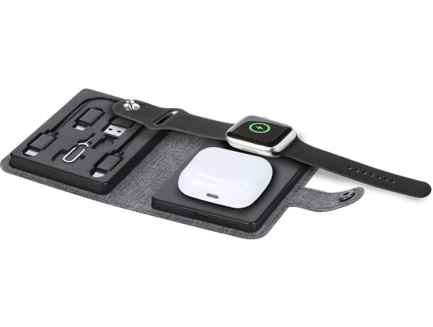 Cargador inalámbrico Zakary 15W con conexión múltiple RPET detalle 9