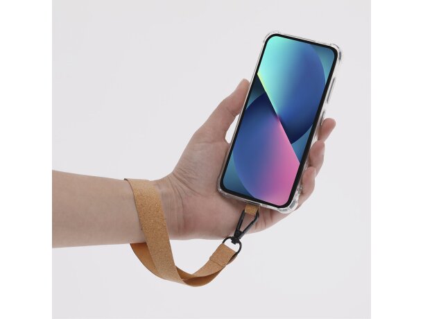 Pulsera soporte smartphone Naomix en corcho con mosquetón detalle 5