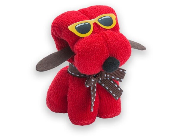 Toalla Rustuff de regalo con forma de perrito con gafas