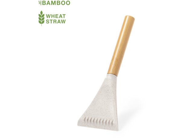 Rascador de hielo de plástico mango de bambú detalle 1