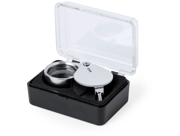 Lupa Rindex 20x metal plateado plegable con estuche acolchado detalle 3
