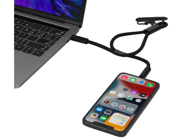 Cable cargador soporte Euclab con pulsera ajustable RPET detalle 4