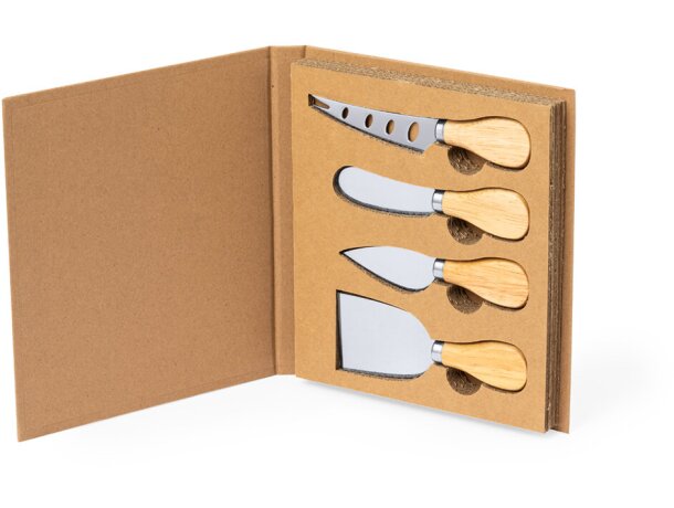Set de quesos con detalles en madera acero Kubin detalle 2