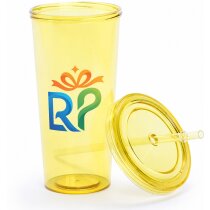 Vaso publicitario PS 750ml transparente con pajita