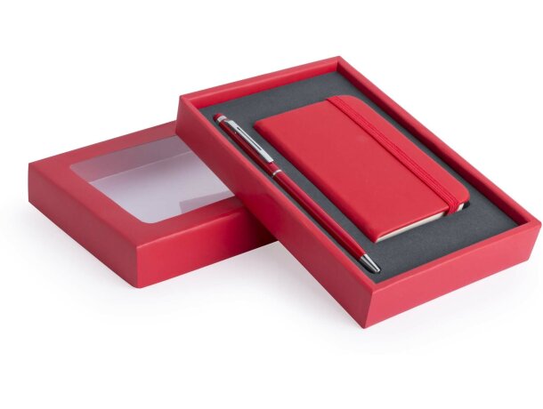 Estuche con bloc y bolígrafo en aluminio merchandising