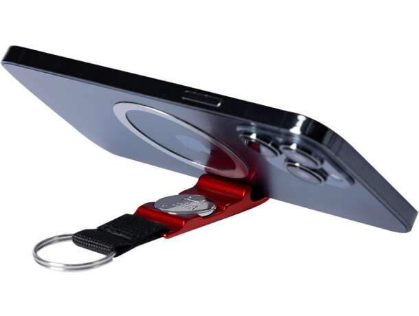 Llavero moneda soporte smartphone y tablet Nevin en aluminio detalle 3