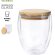 Vaso termo personalizado Nystre cristal borosilicato bambú 250ml natural sin color