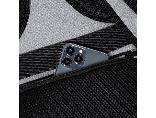 Mochila para portátil promocional con puerto usb de rPET 300D Myriax detalle 10