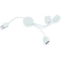 Hub USB compacto de tres puertos en plástico azul