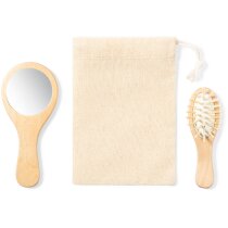 Set Dianex tocador espejo cepillo madera natural