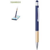 Bolígrafo Zabox táctil bambú aluminio mate azul