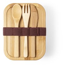 Fiambrera cristal hermética con logo tapa bambú