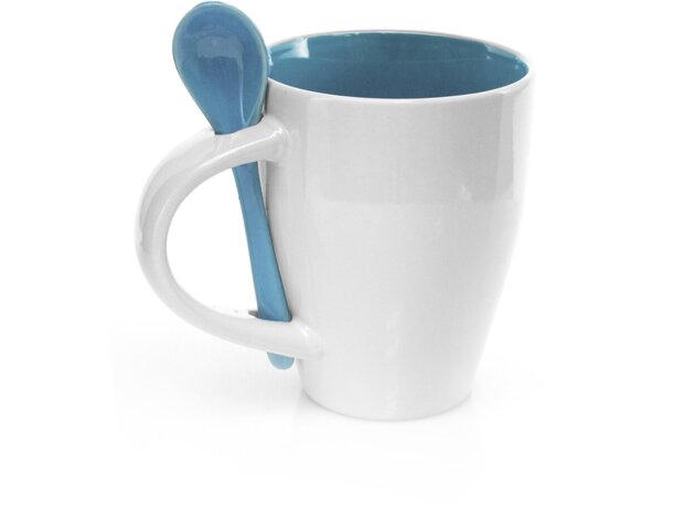 Taza Cotes de cerámica cónica blanca con cuchara de color