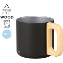Taza Garfun acero reciclado con asa madera natural