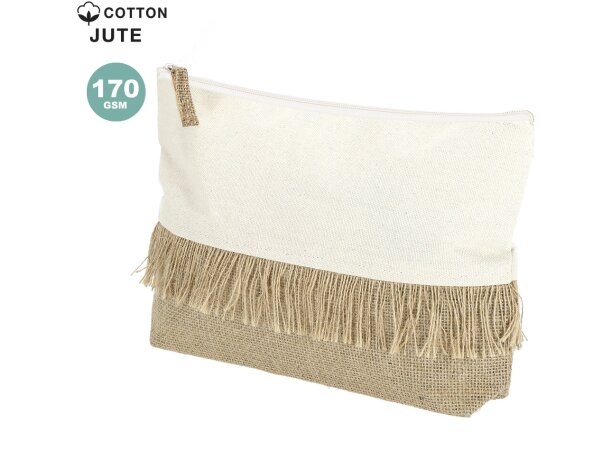 Neceser Hyker de yute laminado y algodón natural con cremallera detalle 1