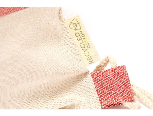 Mochila saco con logotipo de color natural algodón reciclado 120 g/m2 Vexira detalle 3