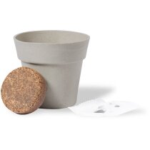 Maceta publicitaria de plástico biodegradable con semillas de girasol