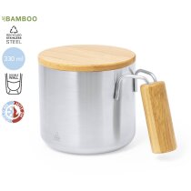 Taza térmica Claire acero reciclado con tapa bambú